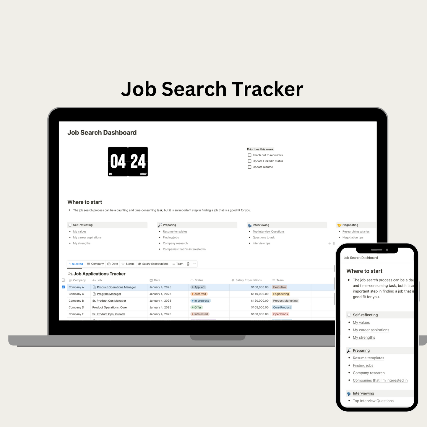 Notion Job Search Application Tracking Template